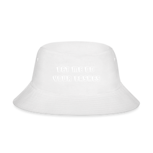 "Let me do your lashes " Bucket Hat - white