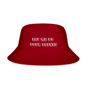 "Let me do your lashes " Bucket Hat - red